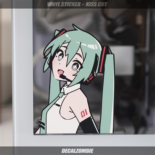 A Happy Miku ! - Vinyl Sticker | Vocaloid Miku Anime Peeker Sticker, Anime Sticker, Cute Miku Sticker - Etsy