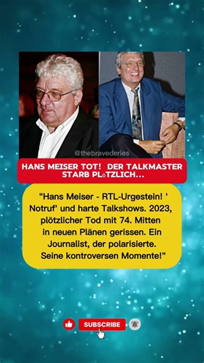 HANS MEISER TOT! Der Talkmaster starb plötzlich