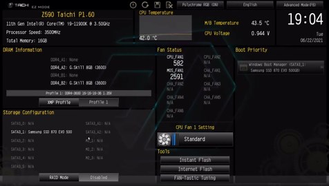 ASRock Z590 Taichi BIOS overview