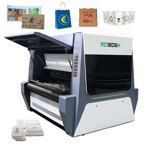 One Single Pass Digital Packaging Printer With Feeder Non Woven Bag Corrugated Cardboard Carton Box Paper Cup Printing Machine