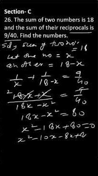The Sum of Two Numbers is 18 and the Sum of their Reciprocals is 9/40. Find the Numbers