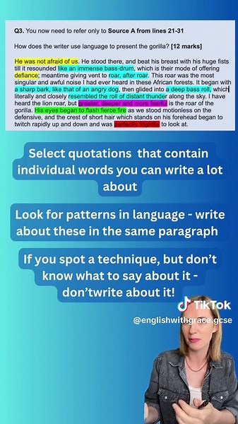Replying to @privateeeeeexxxxxxx2e4 How to answer language analysis question 3 in GCSE English Language Paper 2
