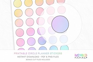 Circle Planner Stickers One Inch - Pastel Rainbow - Printable Functional Planner Stickers - Etsy
