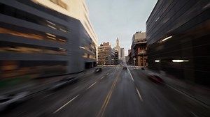 Aerial Hyperlapse view above traffic of big city