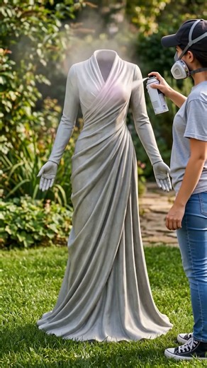 Transform Your Garden: DIY Fountain Made from a Wedding Dress! 🌸✨