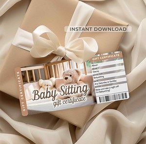 Babysitting Gift Certificate Template • Printable Babysitter Voucher • Editable Childcare Coupon • Instant Download Ticket - Etsy
