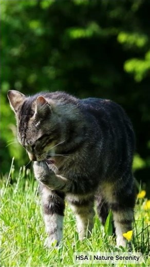 Peaceful Cat Grooming Itself 🐾 | Nature Calm