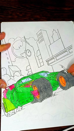 Apocalypse Battle Car Coloring! Batmobile Style Machine 🚗🔥