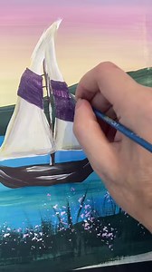 35K views · 1K reactions | Here is an easy sailboat painting tutorial. Love how the colors in this one turned out! ⛵️#art #artist #painting #acrylicpainting #tutorial #easy #howto | Emily Seilhamer Art | Facebook