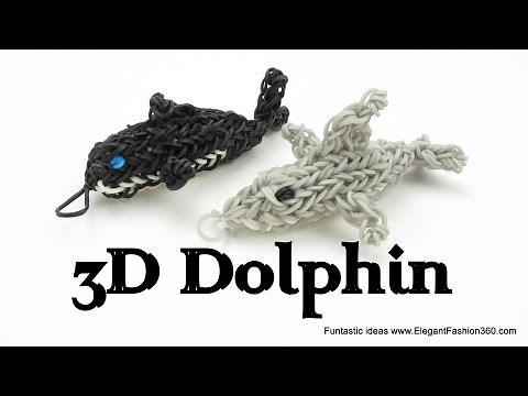 Rainbow Loom 3D Dolphin Charm/Figure - How to - Animal Series