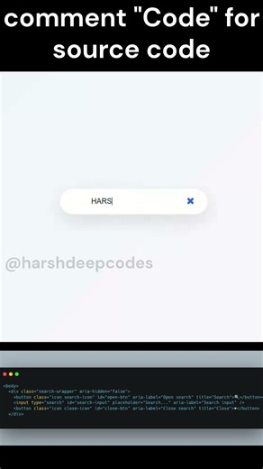 Search Bar Animation UI | HTML CSS JS Project | Comment "Code" #html #trending #codingreel #code