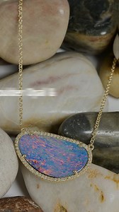 4.8K views · 57 reactions | It's October's birthstone! It's the official gemstone of the 14th wedding anniversary! It's gorgeous OPAL! These boulder opal necklaces are one-of-a-kind - no two are the same. Each one has its own play of light and color. We have limited quanities of these stunning pendants - get yours before it's gone! https://bit.ly/2RJlNfk | Bremer Jewelry | Facebook