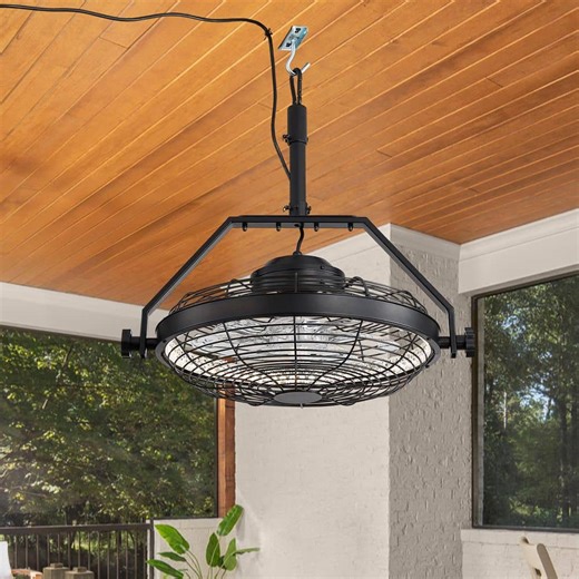 Reviews for Sofucor 20 in. Indoor/Outdoor Black Industrial Metal Caged Ceiling Fan with Light Kit and Remote Included | Pg 1 - The Home Depot
