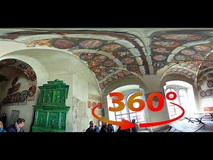 360 / VR ( 4k ) Old Royal Palace with Vladislav Hall inside Prague Castle - Prague, Czech Republic