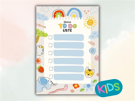 To-do List for Children | Printable Task List (PDF) | Learning Aids & Routines for Kindergarten and Elementary School | Checklist | Children's Daily Life - Etsy