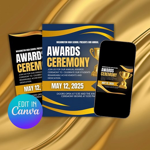 Awards Ceremony Invitation Template: Corporate, Sports, Banquet (canva Editable) - Etsy