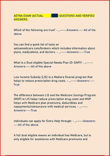 Aetna Exam Actual Questions And Verified Answers2327 video