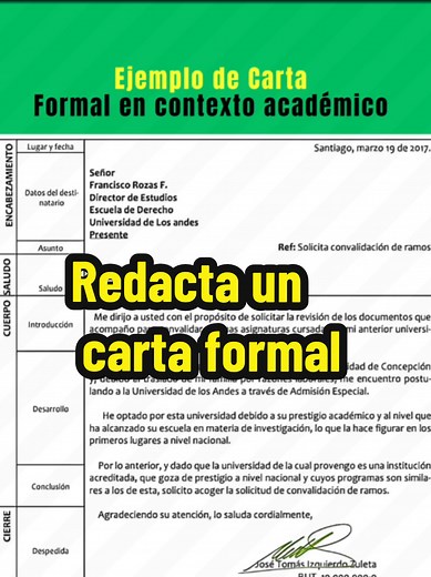 Ejemplo de carta formal para contextos académicos
