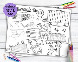 Nehemiah Activity Placemat, Bible Story Coloring Placemat as Kids Activity for Sunday School or Homeschooling - Etsy