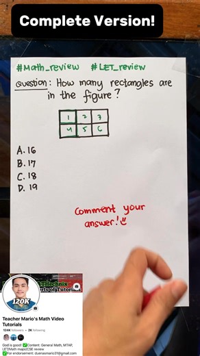 How Many Rectangles? #mathreview #CSEReview #LETReview #SAT #collegeentranceexam #virals #mathisfun #maths | Math Teacher Mario