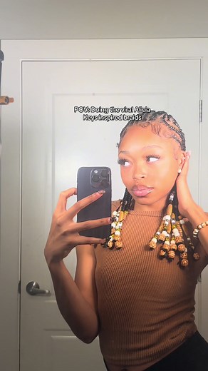 Get into these braids😍I’m so glad i found some cute beads. I’ve been seeing these braids all over my IG so i decided to give them a try on myself. Let me know what yall think in the comments, this is my second time doing straight backs on myself🤎🫶🏽 #braidsinspo #braidstutorial #braidswithbeads #lexieeemonet