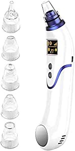 Blackhead Remover Vacuum, Facial Pore Vacuum Cleaner, Blackhead Vacuum Electric Acne Comedone Extractor Kit, Blackhead Removal Tool with LED Display, 5 Suction Probes for Women & Men