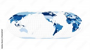 World Map. Nell-Hammer projection. Loopable rotating map of the world. Charming footage.