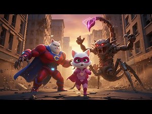 🐱💗 Kitia Super Pink vs Scorpion Monster — Cat Dad Joins the Final Battle! 💥(EP23)