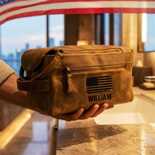 Personalized Leather Dopp Kit - 250th Anniversary Gift - Etsy