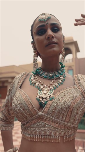 ROYAL KUNDAN & EMERALD NECKLACE | SILVER Bridal Set with Ruby & cubic zirconia