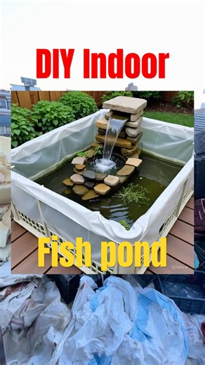 DIY Indoor Fish Pond making with waste materials😍 #shorts