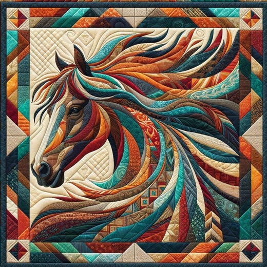 Quilt Fabric Panels – Painted Patchwork Horse Sewing Art - Etsy