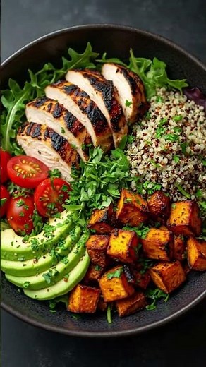 Grilled Chicken Sweet Potato Quinoa Bowl 🔥