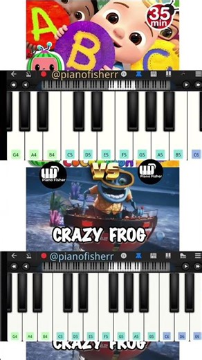 CRAZY FROG POPCORN V's The ABC Song - Easy Piano Tune #shorts