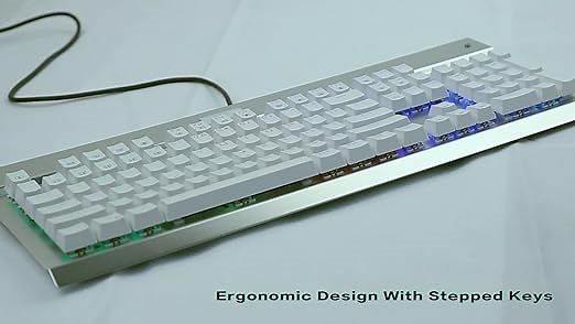 E-Element Z-77 RGB Mechanical Gaming Keyboard, Programmable RGB Backlit, DIY Blue Switches,White