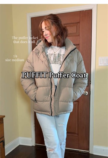 The only puffer jacket you need. #pufferjactfrompuffit #pufferjacketoutfits #puffitpuffer #wintercoatstyles #pufferwintercoat