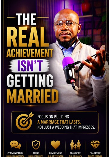 The wedding lasts one day. Marriage begins the next morning. Stop preparing for the ceremony and start preparing for a lifetime. Character, discipline, communication, and humility keep marriages together, not the wedding day. #Marriage #viral #women #fyp #DrRickNetshiozwi