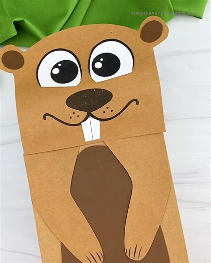 Kids'll love creating this puppet for Groundhog's Day! Template 👇 | Simple Everyday Mom