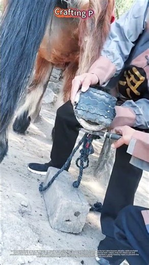Amazing Rural Hack: Nailing Tire Horseshoe on Horse