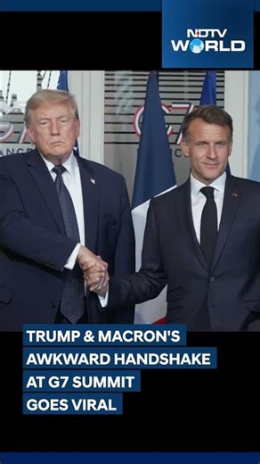 Trump & Macron's Awkward Handshake At G7 Goes Viral