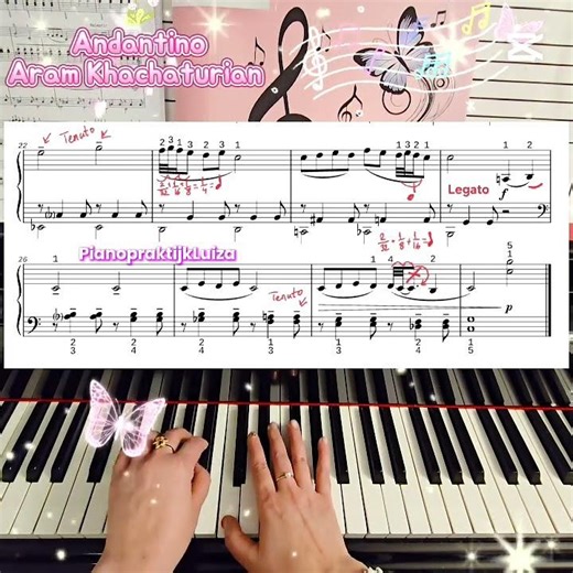 74.Easy piano tutorial. "Andantino" Pianocover, Aram Khachaturian