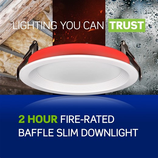 Introducing Leviton's Fire-Rated Baffle Slim Downlight, just in time for National Safety Month! Designed to meet the 2-hour fire rating standard. These downlights are designed to resist intense heat and help prevent the spread of fire, offering critical protection and peace of mind in both residential and light commercial spaces. It’s the smart choice for safety and style. Protect what matters: https://bit.ly/4jC0V5B #Lighting #Light #FireRated #Leviton #LevitonLighting #Downlight #FirePreventio