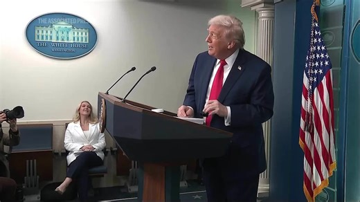 Trump throws his stack of accomplishments on the floor during press briefing