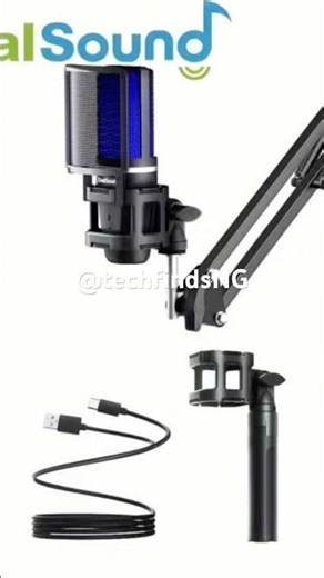 ZealSound Gaming Microphone, Condenser USB Mic For PC With Noise Cancellation, RGB, Mute, Gain Cont