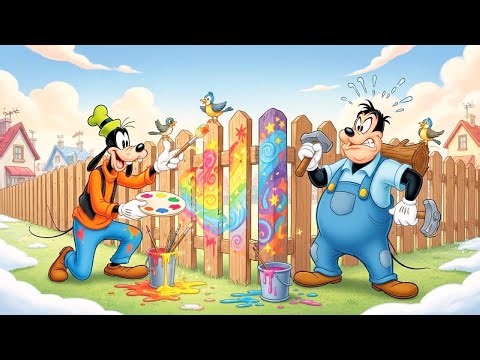 Goofy vs Mickey’s Crazy Fence Painting Battle! Colors Everywhere! | Funny Goofy & Mickey Animation