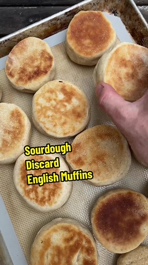 Sourdough Discard English Muffins 🐣 These homemade sourdough English muffins are surprisingly easy to make and taste much better than your store-bought variety! The muffins combine the crispy, golden exterior and soft, airy interior of traditional English muffins with sourdough's tangy, complex flavor. Most importantly, they taste amazing! Why We Love Them: Our daughters love traditional egg sandwiches on English muffins. We were often buying them from chain coffee shops until we decided to try