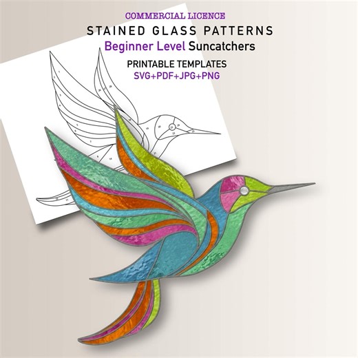 Hummingbird Stained Glass Pattern-custom Stained Glass Suncatcher for Mom-pdf Digital Download - Etsy