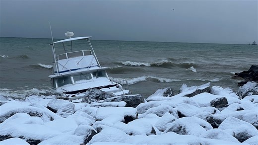 Two months later, stranded boat near Bradford Beach is still there. Now, it has its own Google Maps entry