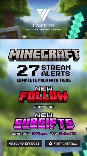 Minecraft Stream Alerts 🔥 Animated Twitch Overlay