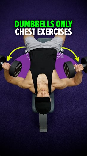 Dumbbells-Only Chest Exercises (DO THESE!) • Flat Dumbbell Bench Press (elbows ~60–70° flared) Emphasizes slightly more mid-to-lower fibers of the chest with high overall pec activation. • Flat Dumbbell Bench Press (elbows tucked) Shifts more load to the triceps and reduces chest emphasis. • Reverse-Grip Dumbbell Bench Press Biases the upper chest • Dumbbell Pullover Targets the chest and lats, with chest involvement increasing when you keep a slight elbow bend and focus on pulling with the pecs